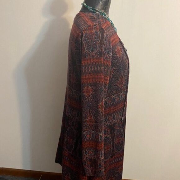 Versona Red/Blue Aztec Pattern V-neck 1/4 tie dress, size XL - Picture 4 of 5